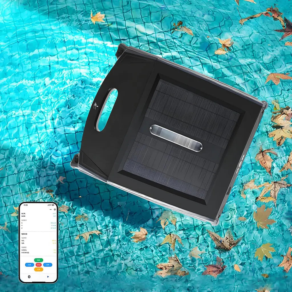 Robot Skimmer Solare Senza Fili per Piscina, Autonomia 35 Ore, Controllo App, Adatto a Piscine Interrate e Fuori Terra