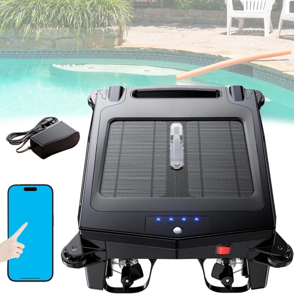 Robot solare per piscine con controllo tramite app, doppia ricarica e prevenzione ostacoli