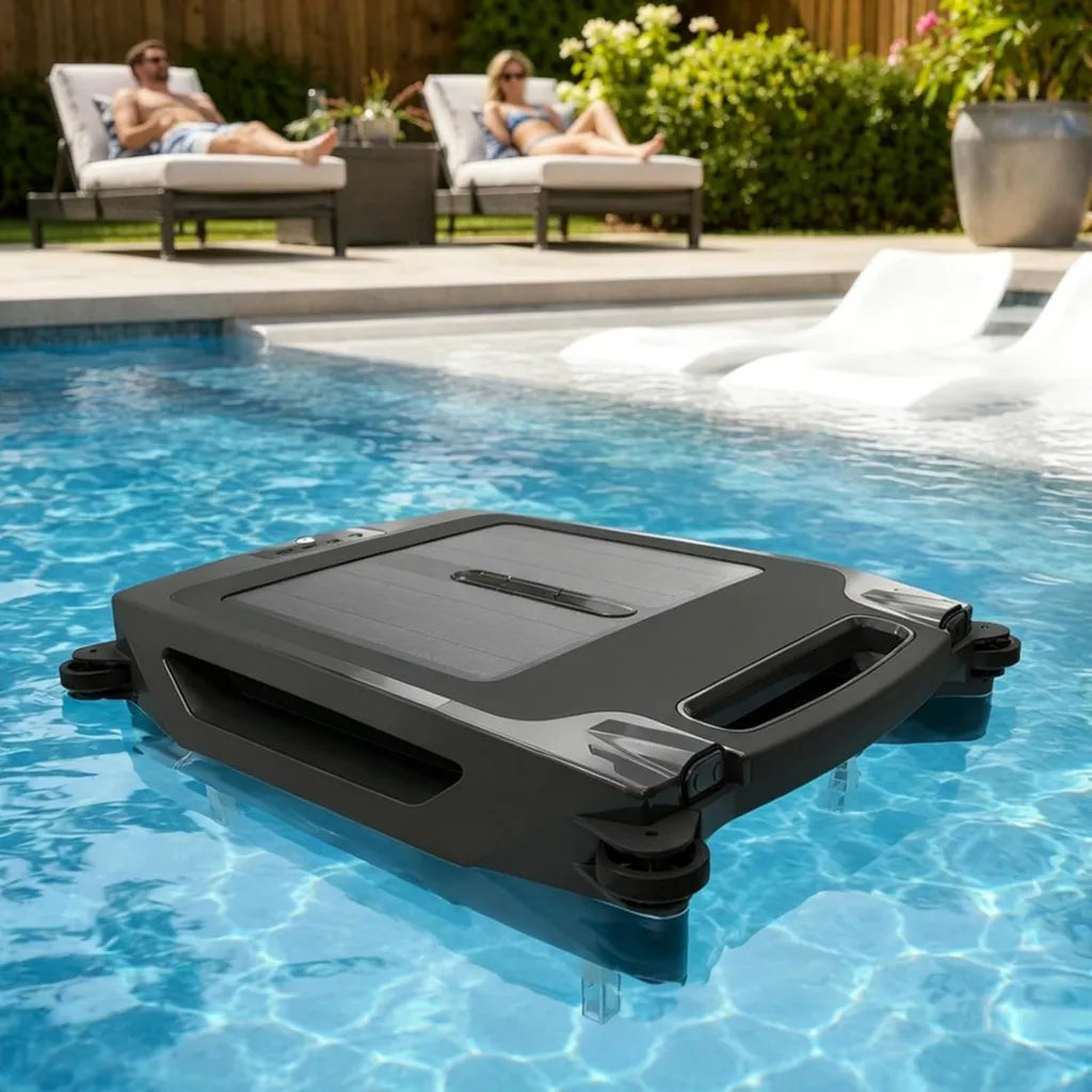 Robot Solare per Piscina Senza Fili con Controllo App, 2 Velocità, Cestello da 4,1 L, Radar per Evitamento Ostacoli, Adatto a Piscine fino a 80m²