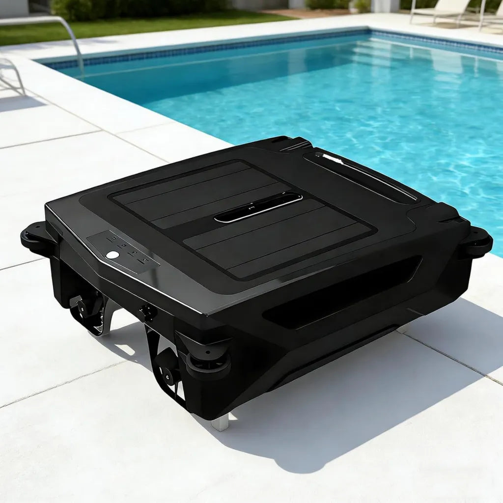 Robot Solare per Pulizia Piscina con Evitamento Ostacoli, Skimmer Superficie, Funzionamento 24h, Motore Brushless