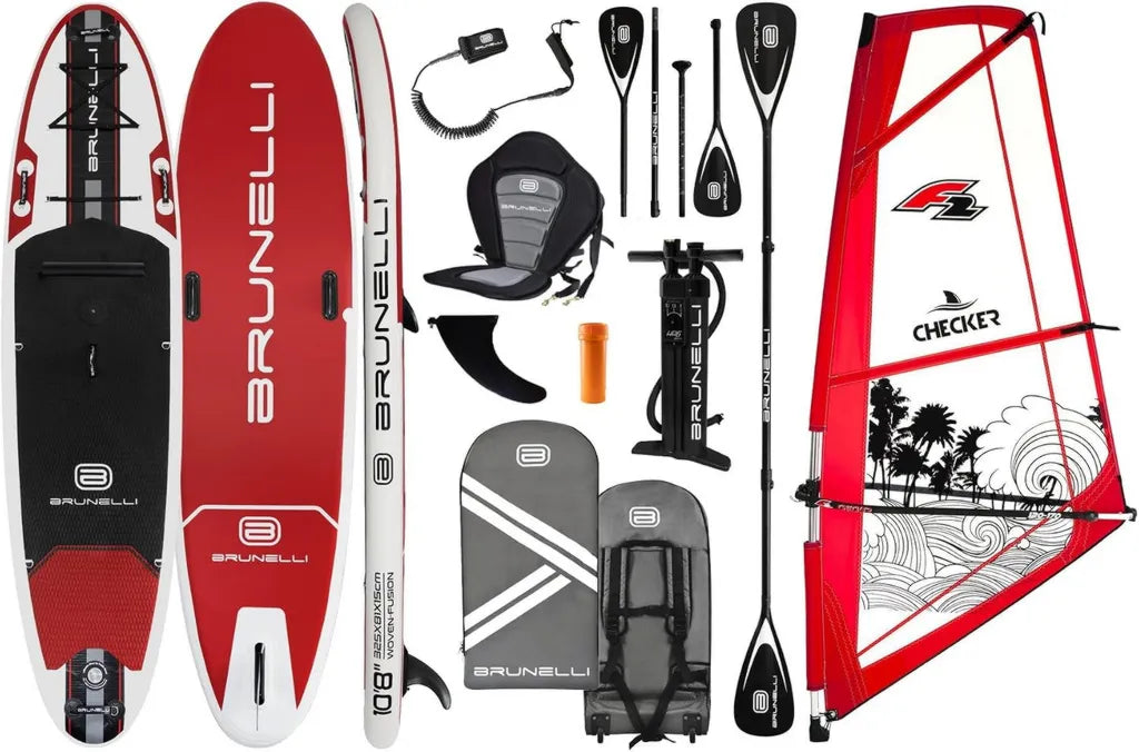 BRUNELLI Tavola SUP Gonfiabile Doppio Strato Windsurf 10,8 con Set Paddle e Rigg Checker 4,5 mq