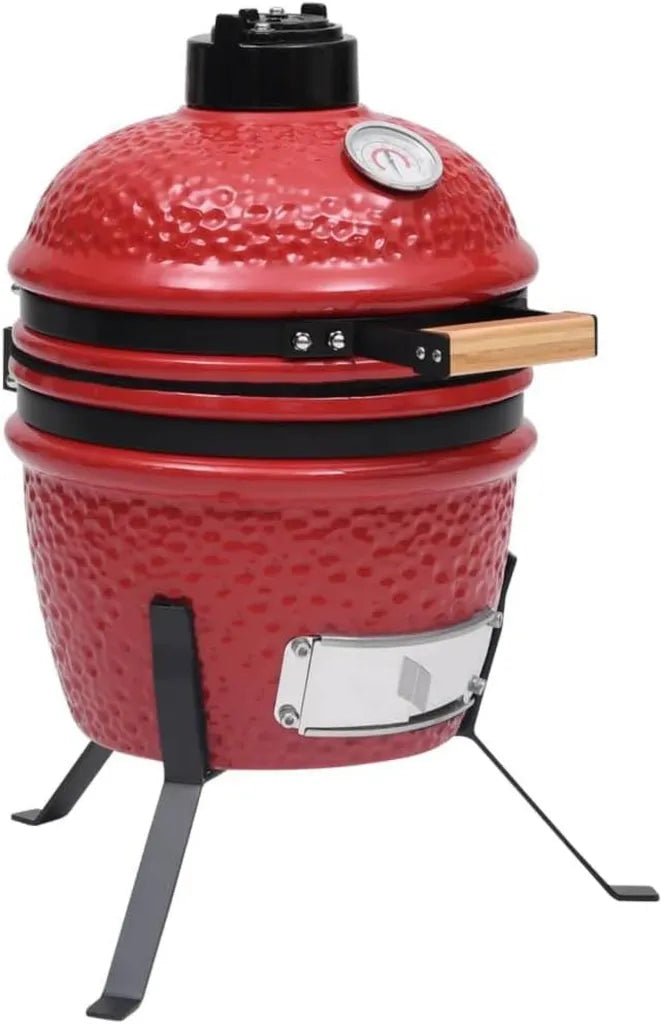 Kamado Grill in Ceramica, Barbecue e Affumicatore, 56 cm, Rosso