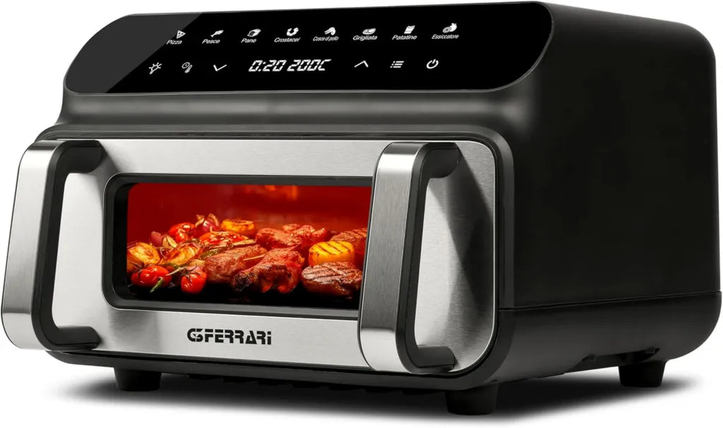 G3 Ferrari Friggitrice ad Aria BBQ XXL 10L, 2000W, 8 Programmi, Smokeless, Accessori Inclusi