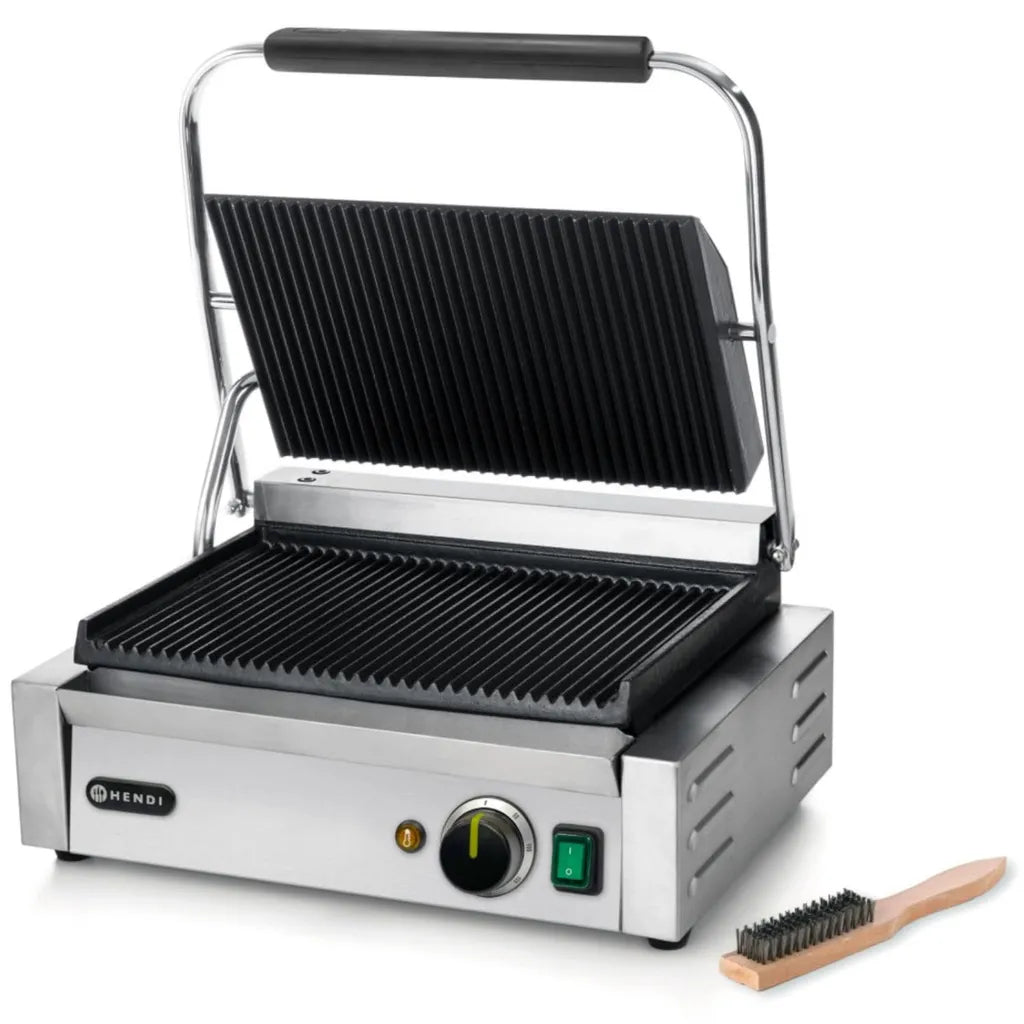 Griglia Panini Professionale HENDI in Ghisa, 2200W, Acciaio Inox