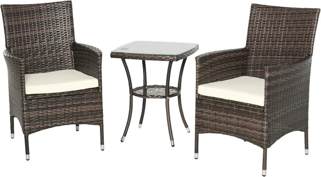 Set da Giardino in Rattan con Tavolo e Sedie Marroni di Outsunny