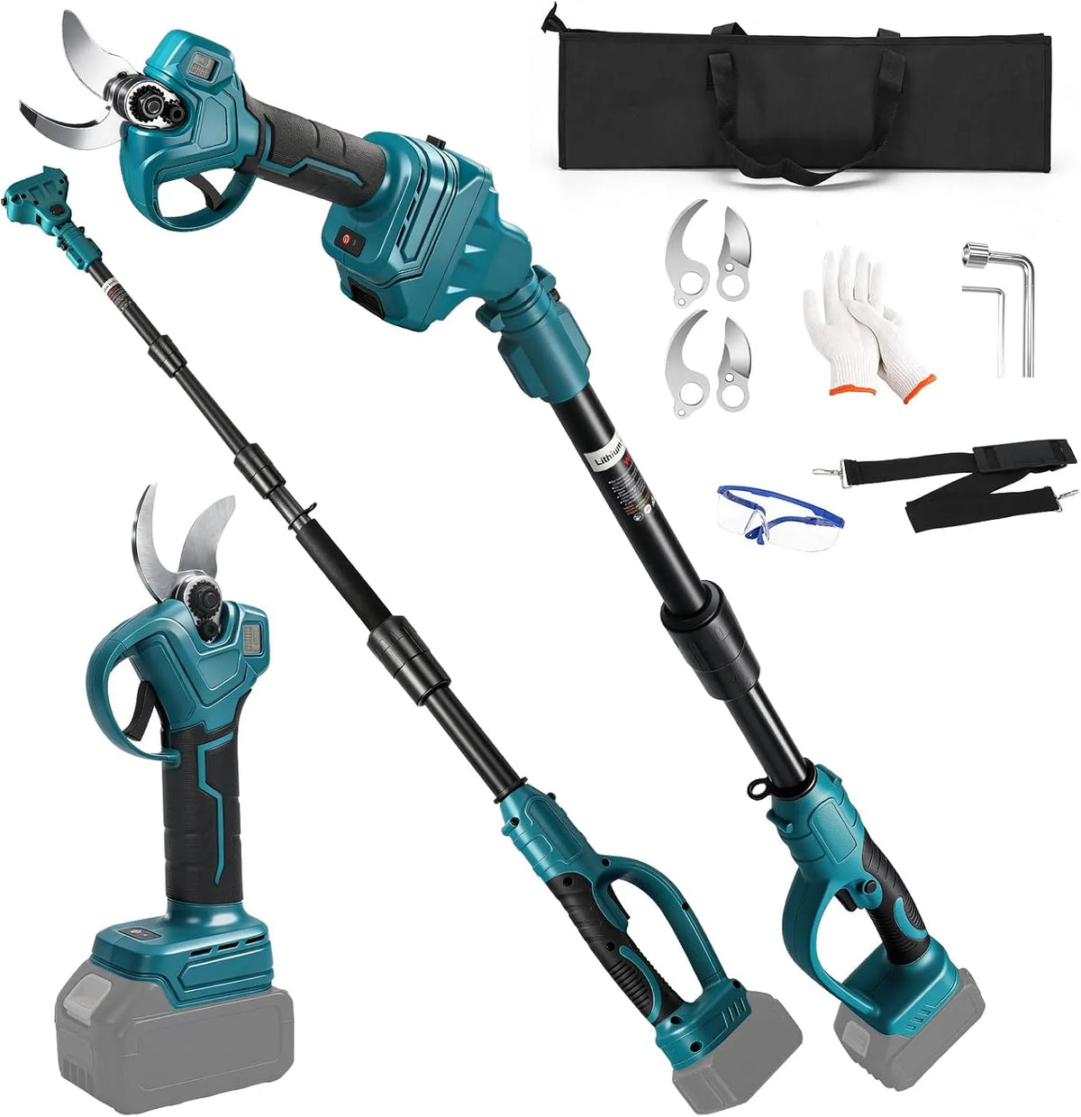 Makita 18 Cesoie da potatura a batteria con telescopio da 2 – LCD, motore brushless, 30 mm, 2,0 m, 18 V