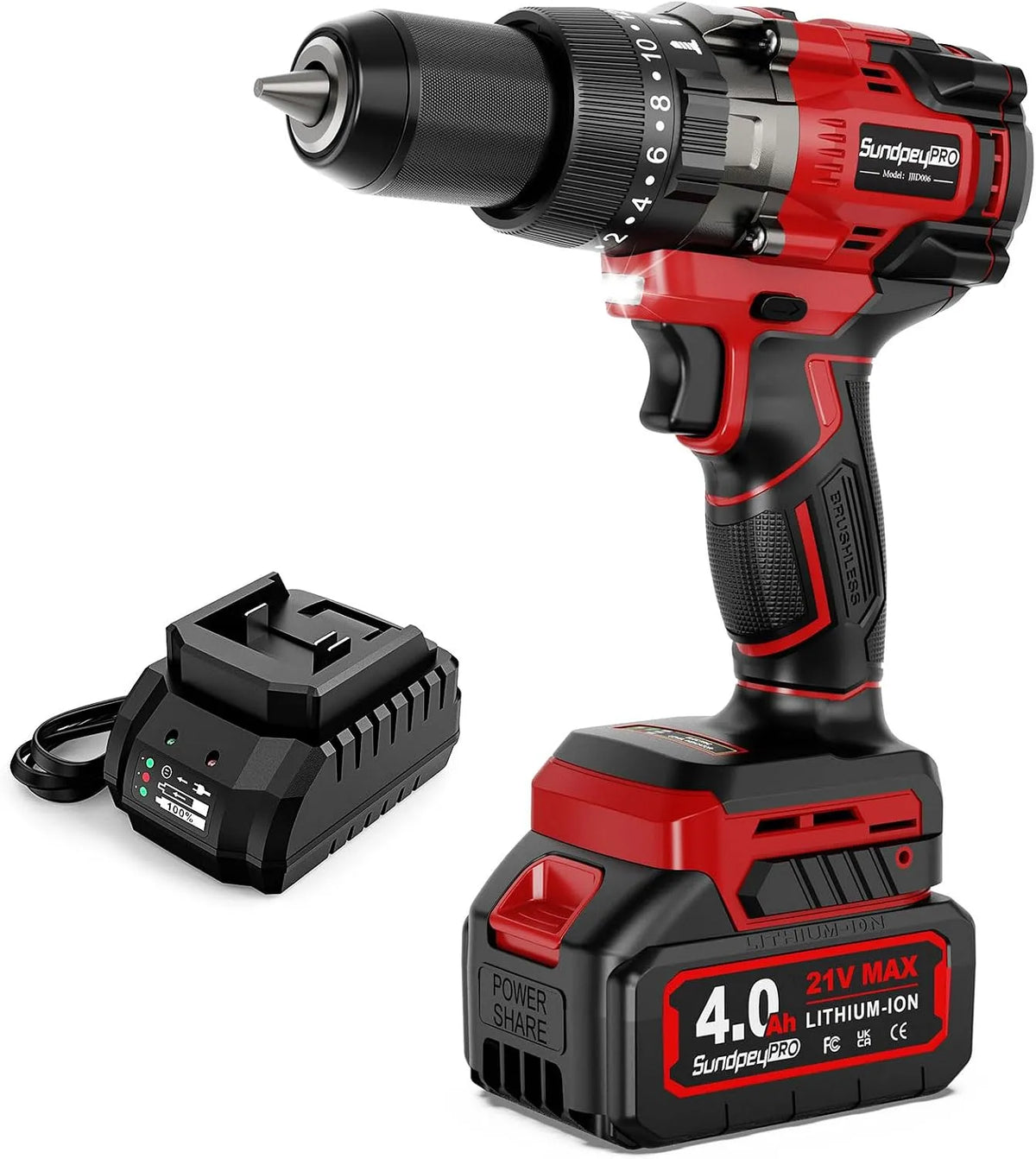 Trapano a percussione: a batteria, motore brushless, 13mm, 130Nm, 21V, 4.0Ah