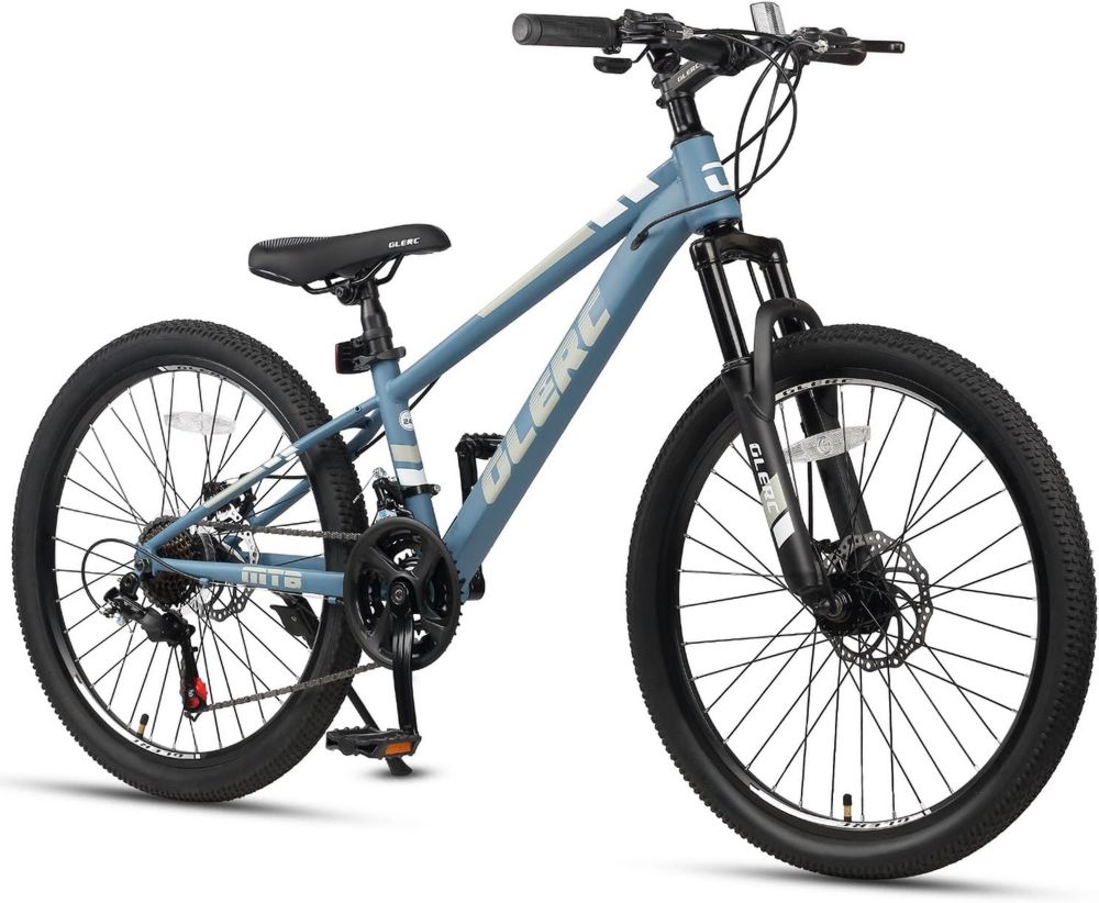 Glerc Skyline Bicicletta per Bambini 20 e 24 Pollici, Mountain Bike Ragazzi 6-18 Anni, 21 Velocità, Sospensione Anteriore, Freni a Disco, Vari Colori