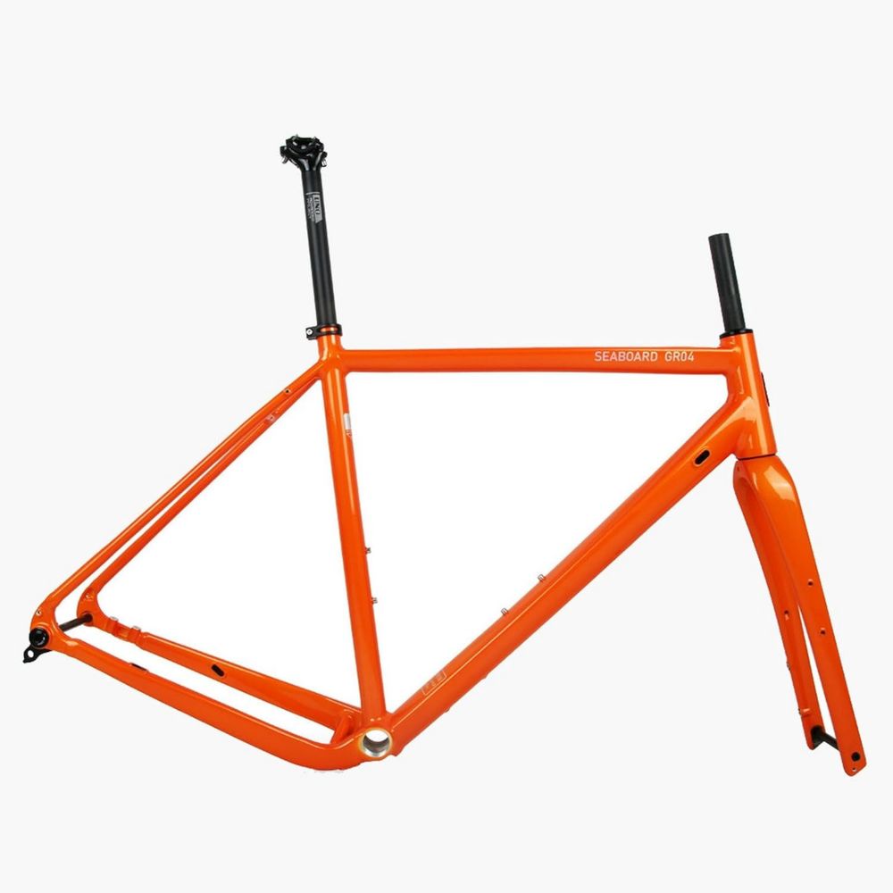 Telaio in Alluminio per Bici Gravel 700C con Forcella in Carbonio, Freni a Disco, Arancione, 44cm