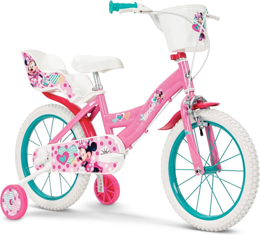 Bici per Bambine Disney Minnie con Rotelle 40,6 cm, Età 5-7 Anni
