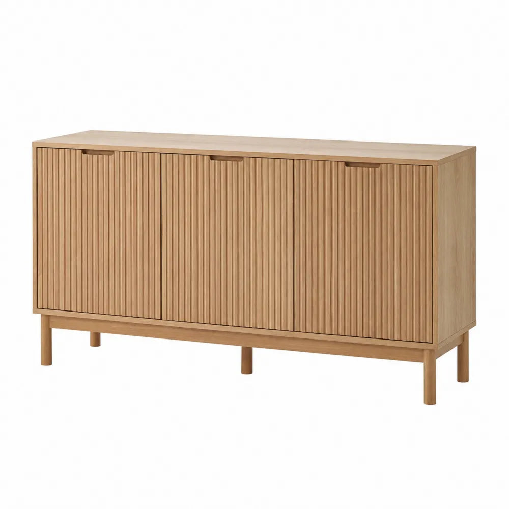Credenza in legno di rovere massello con ante a doghe