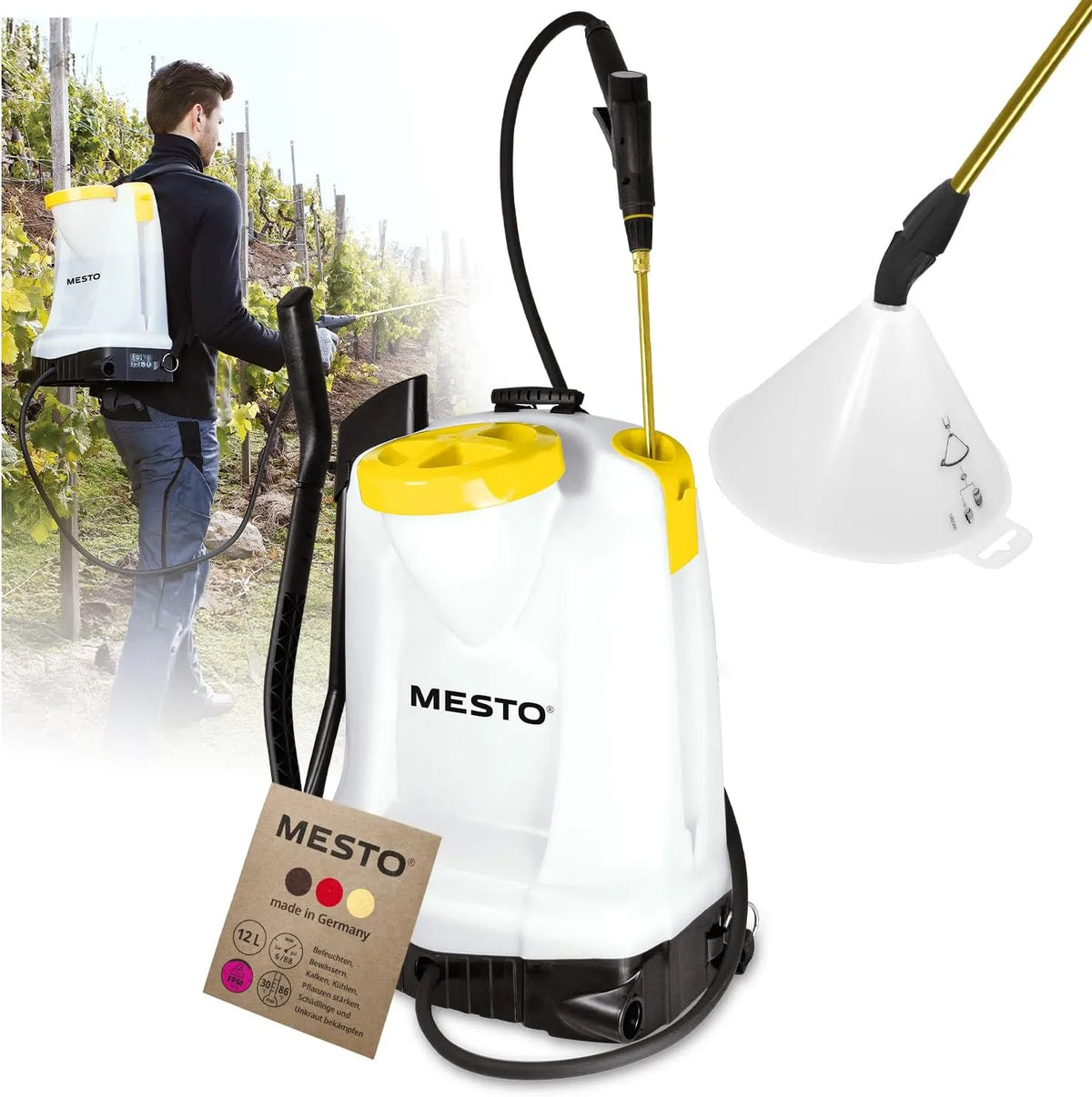 MESTO RS125 Pompa irroratrice a spalla 12 L con schermo di spruzzo rotondo
