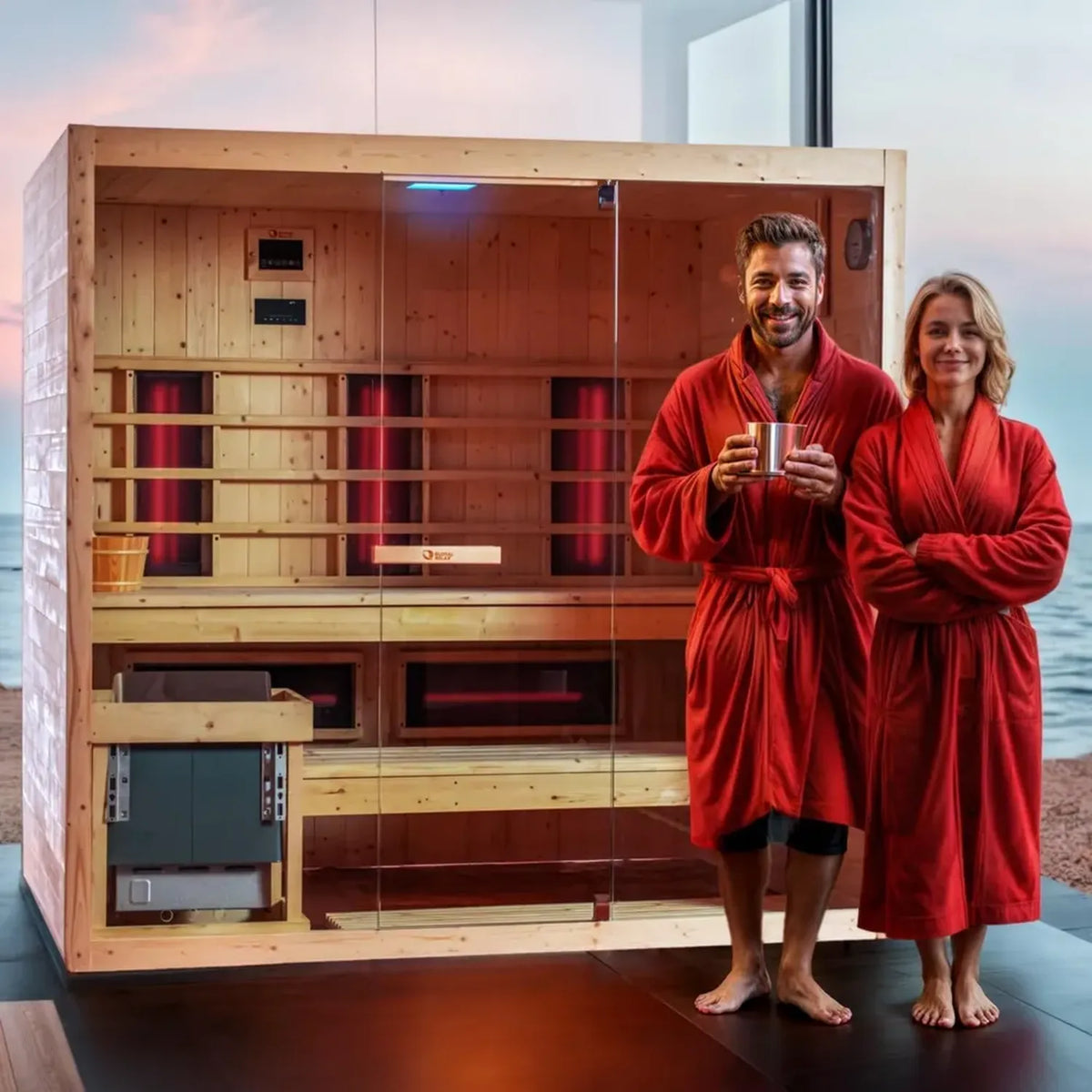 Sauna Combinata Infrarossi e Vapore per Fino a 5 Persone con Controllo LED