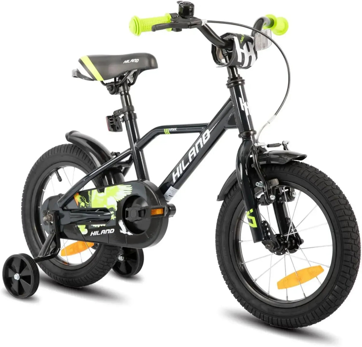 HILAND Hawk Bicicletta per Bambini e Bambine da 2 a 10 Anni, 12' 14' 16' 20' con Cavalletto e Freno Manuale, Vari Colori