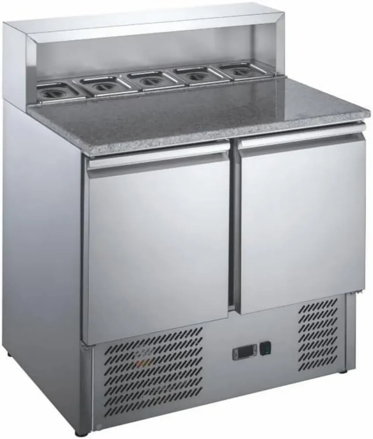 Tavolo per Pizza in Granito con Refrigerazione a 2 Porte