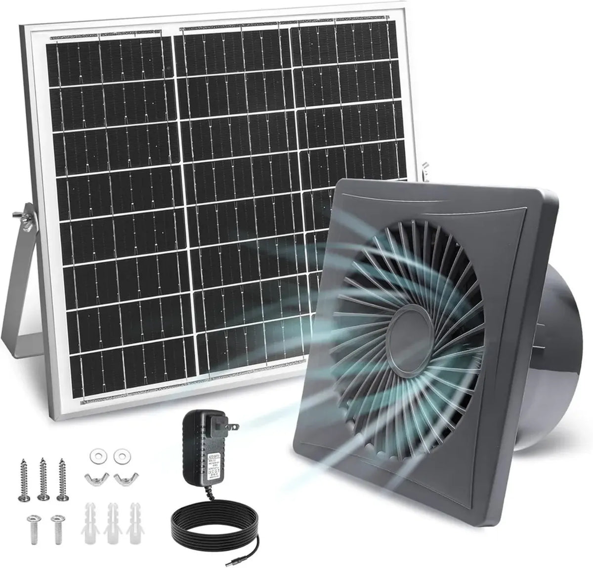 Ventilatore solare estrattore 25W, 8 pollici con valvola antiriflusso e supporto