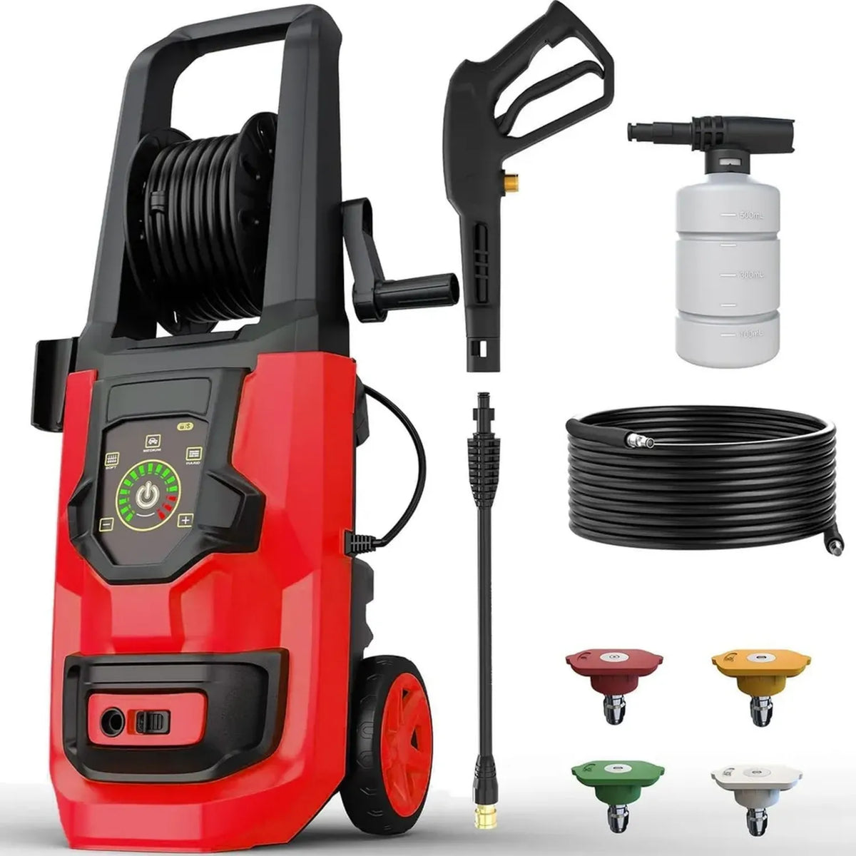 Idropulitrice ad Alta Pressione 5000PSI con Schiumogeno e 4 Ugelli, Ideale per Auto, Patio e Casa