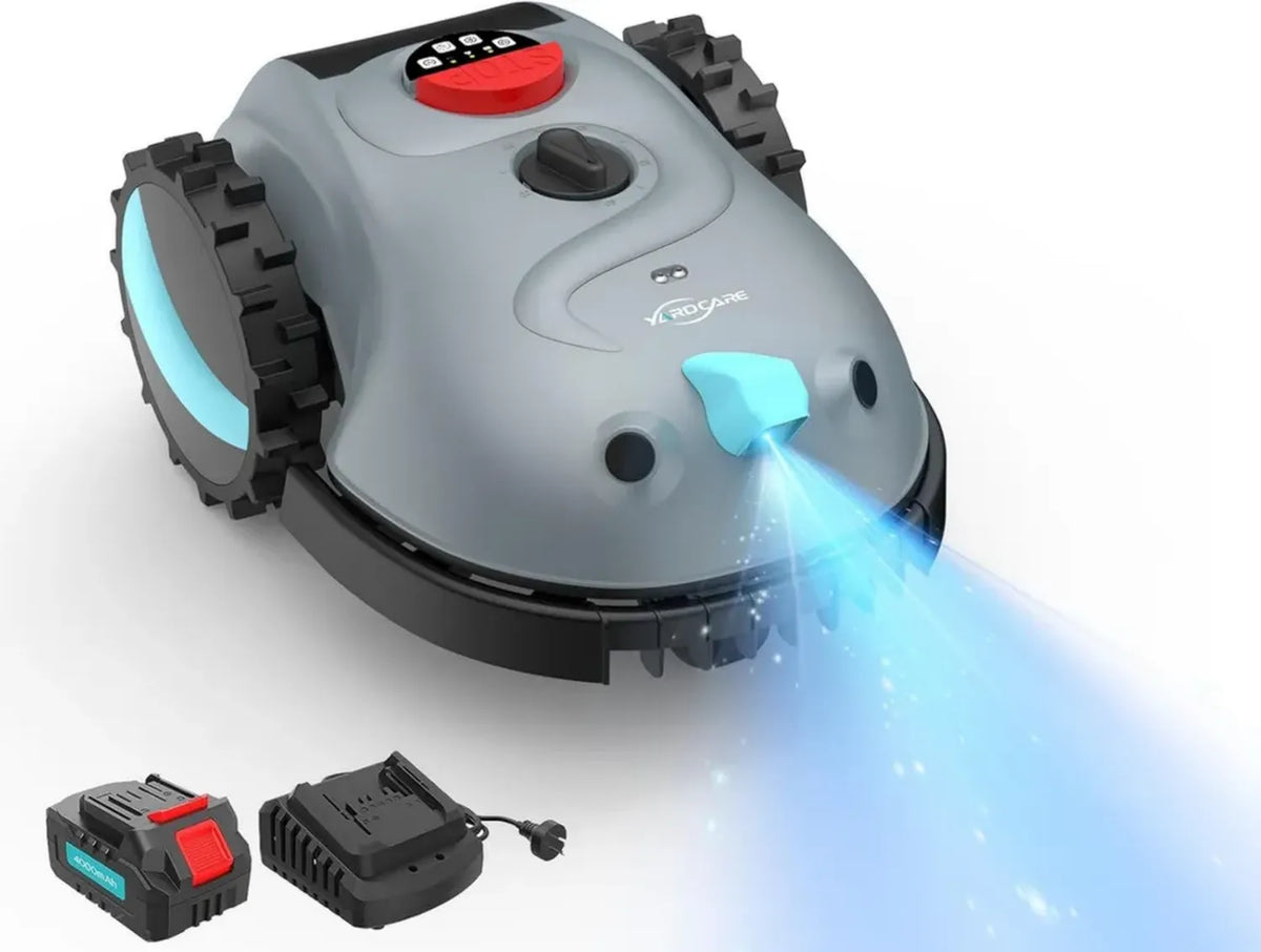 Robot Tagliaerba Elettrico YARDCARE V100 con Navigazione Avanzata, Rileva Ostacoli e Lame di Ricambio per Giardini Fino a 150 m²