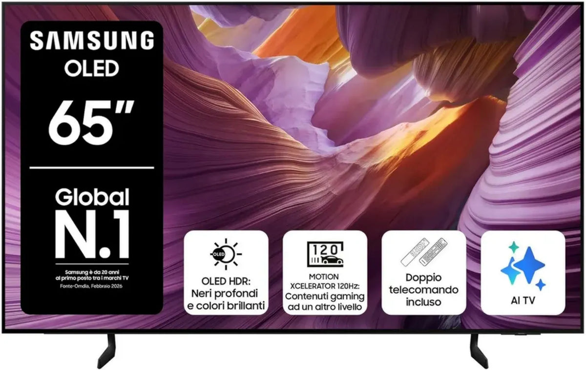 Samsung Smart TV OLED 4K 65'' con AI e Dolby Atmos, Modello QE65S85FAEXZT