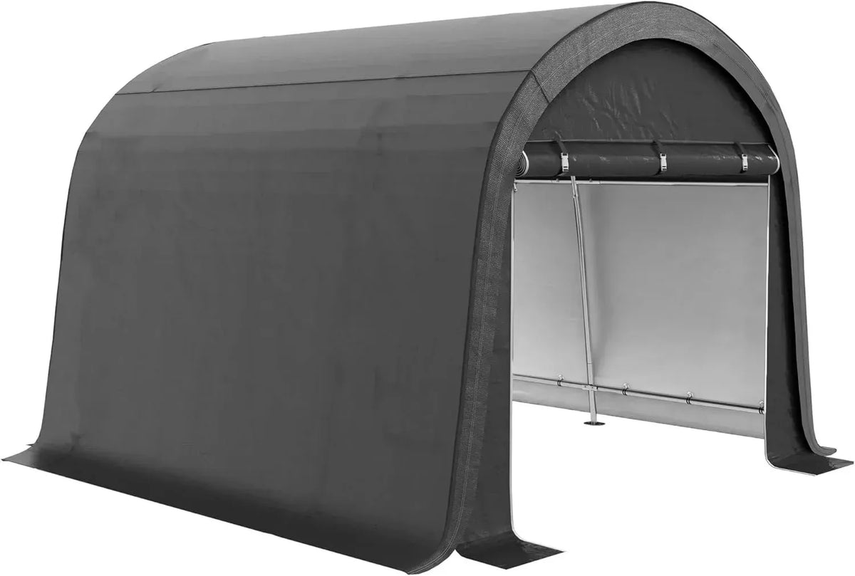 Outsunny Tenda Garage 3x3m per Esterni, Impermeabile con Doppia Zip, Struttura in Acciaio Zincato, Adatta per Moto e Attrezzi, Colore Grigio