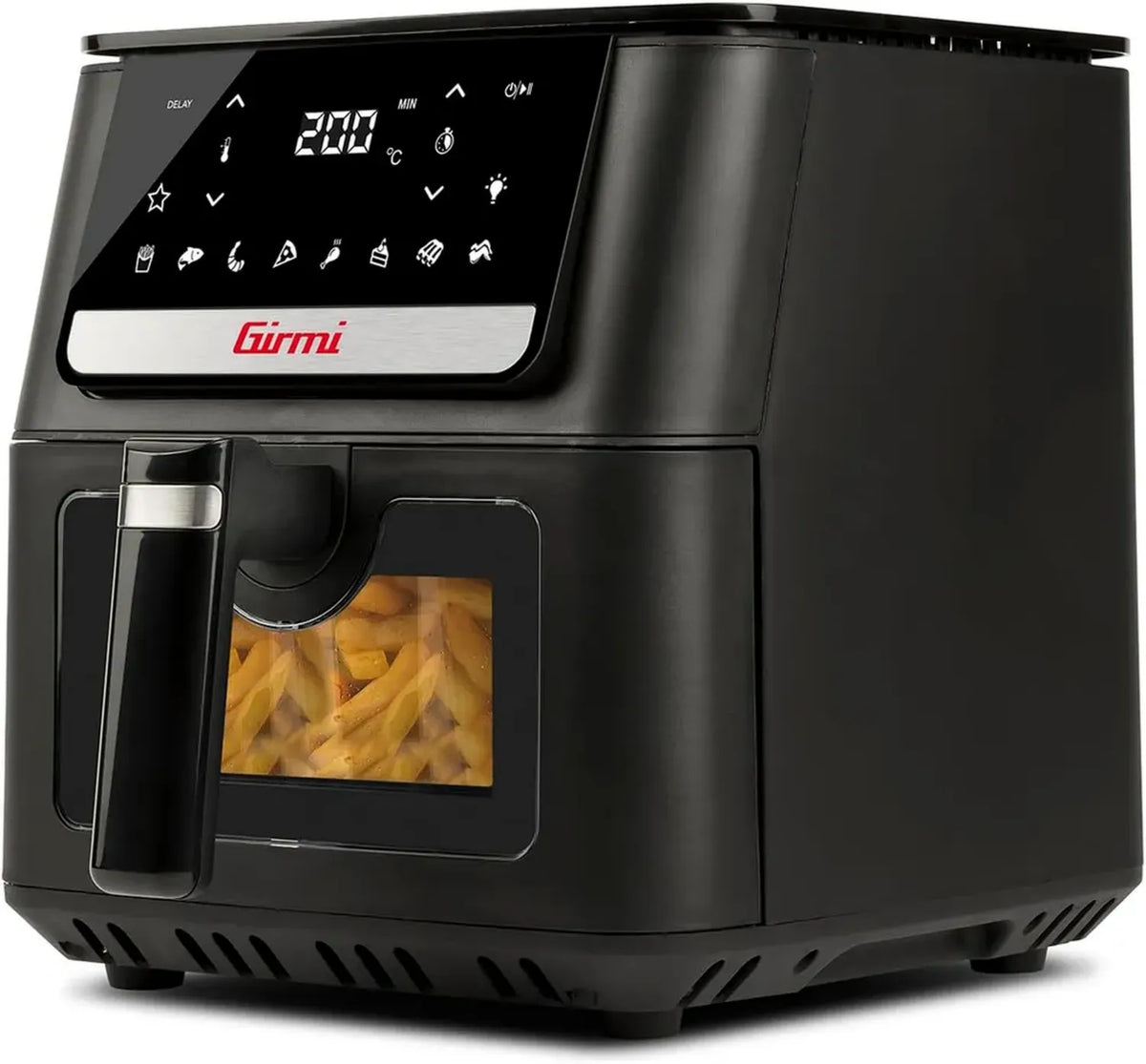 Friggitrice ad Aria Girmi FG84, 6.5L, 1700W, Display Digitale, 8 Programmi, Sicura BPA/PFOA, Vassoio a 2 Livelli, Temperatura Regolabile, Ricettario Incluso