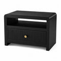 Comodino in legno con cassetto e maniglia in metallo dorato 45x60x30 cm