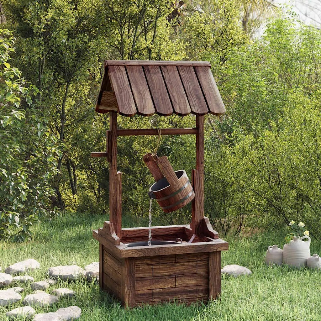 Mangloder Fontana con pompa in legno di abete massiccio, cascata per giardino, terrazza, 57 x 50 x 112 cm