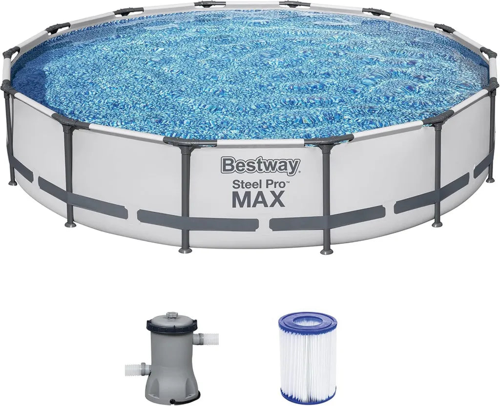Bestway Piscina Steel PRO Max con Filtro, 427x84 cm, Grigio