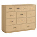 Cassettiera in legno con 12 cassetti rovere