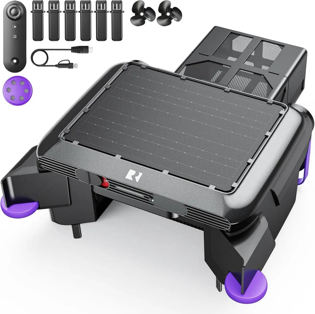 Robot pulitore piscina solare Redkey S500, funzionamento continuo 24/7 con doppio motore e doppio sistema di ricarica, rilevamento ostacoli intelligente e filtrazione fine 200µm