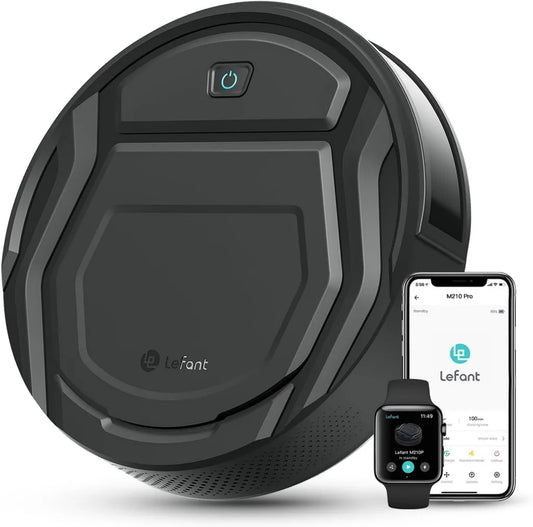 Robot Aspirapolvere Lefant M210-Pro, 2200Pa, Ultra Sottile 7,6cm, Autocaricante, Compatibile Wi-Fi, App e Alexa, 120 Minuti Autonomia, 6 Modalità, Perfetto per Peli Animali e Pavimenti Duri