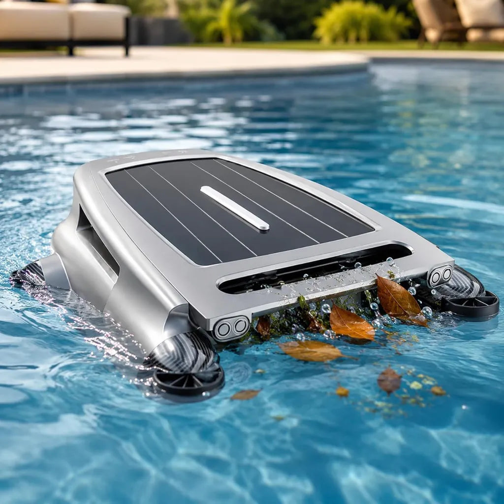 Robot automatico per piscina a energia solare con filtro fine e sistema anti-collisione