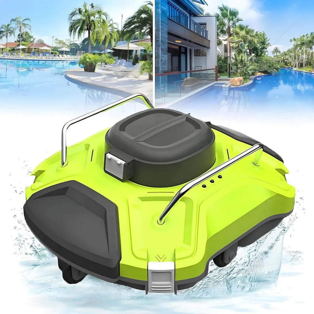 Robot Aspiratore per Piscine, Pulizia Automatica Senza Fili con LED, Ideale per Profondità fino a 2.5m
