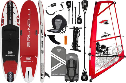 BRUNELLI Tavola SUP Gonfiabile Doppio Strato Windsurf 10,8 con Set Paddle e Rigg Checker 4,5 mq