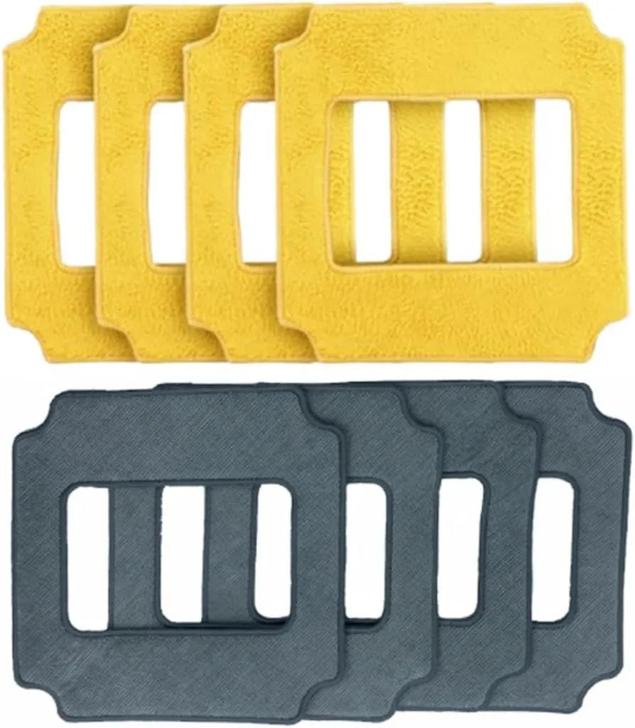 Set di 8 Panni Mop per Robot Lavavetri Compatibili con Modelli QHC004/RL880/RL1188/2988/3325/3368, Colore Grigio e Giallo, 25x25 cm
