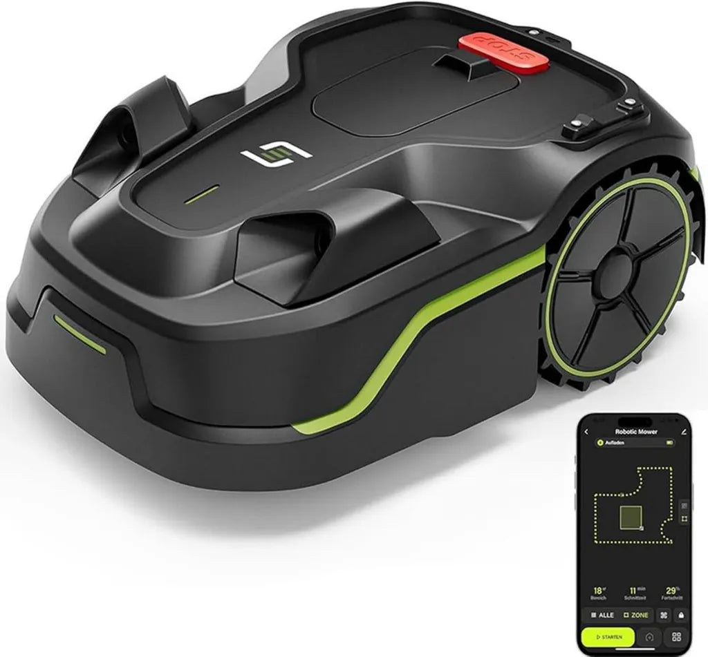Rasaerba robotizzato con controllo smart, altezza regolabile 20-60 mm, affronta pendenze fino al 35%, perfetto per prati fino a 1000 m²