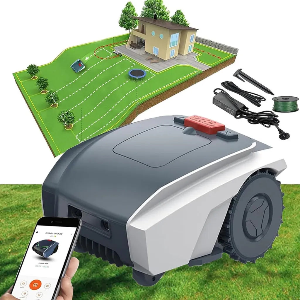 Tosaerba robotizzato intelligente con rilevamento ostacoli, silenzioso e pianificazione avanzata per giardini ampi