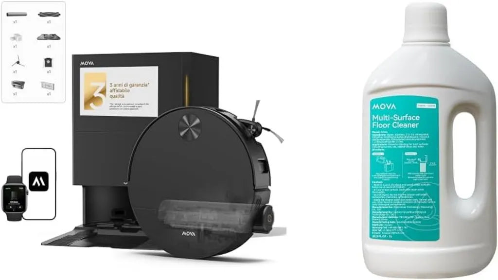 Robot Aspirapolvere Mova S70 con Lavaggio Precisione, Potenza 28000 Pa, Tecnologia DToF e Laser, Design Compatto 90mm, Funzione Autopulente e Asciugatura Avanzata