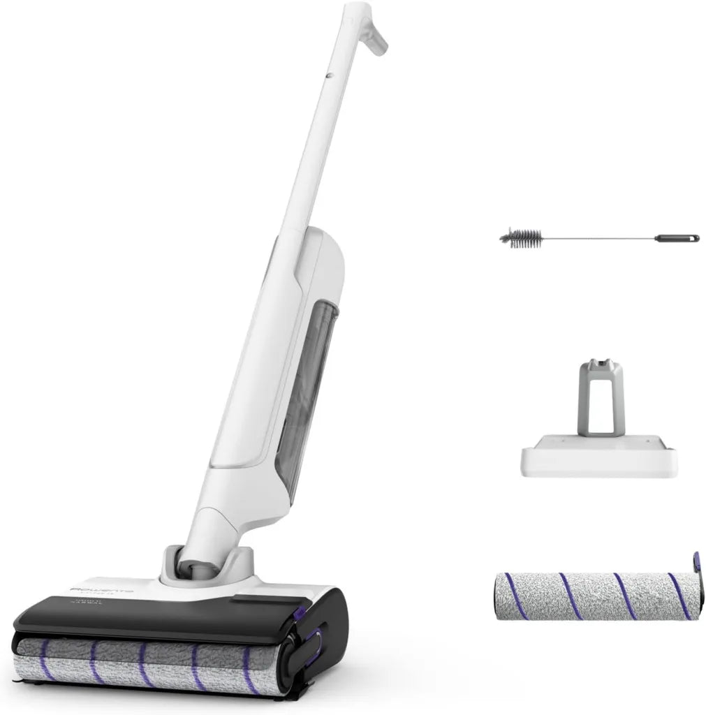 Rowenta X-Clean Pro, Lavapavimenti Cordless, 60 Minuti di Autonomia, Tecnologia Intelligente, Controllo Vocale, Sistema di Autopulizia e Asciugatura, Serbatoio Doppio per Solidi e Liquidi, Adatto a Tutti i Pavimenti, Pulizia dei Bordi, Modello GZ7540