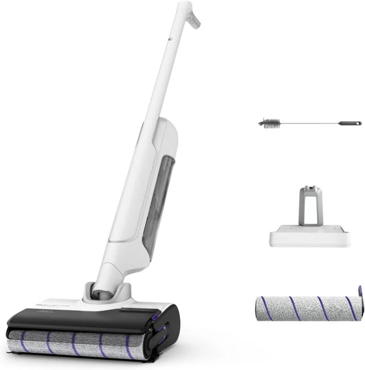 Rowenta X-Clean Pro, Lavapavimenti Cordless, 60 Minuti di Autonomia, Tecnologia Intelligente, Controllo Vocale, Sistema di Autopulizia e Asciugatura, Serbatoio Doppio per Solidi e Liquidi, Adatto a Tutti i Pavimenti, Pulizia dei Bordi, Modello GZ7540