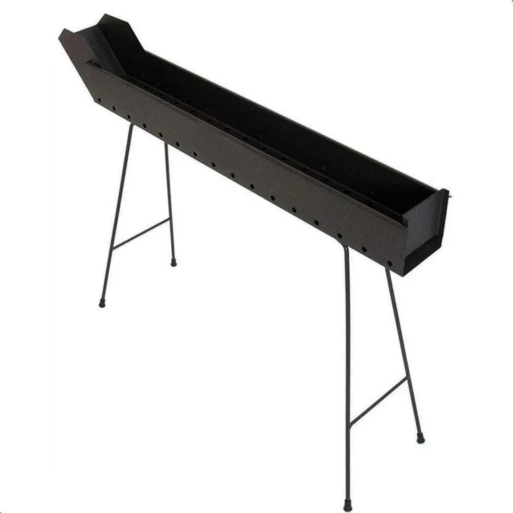 Griglia Barbecue per Arrosticini in Acciaio Nero, 100x14x75 cm, Gambe Pieghevoli, Ventilazione Ottimale, Prodotto in Italia