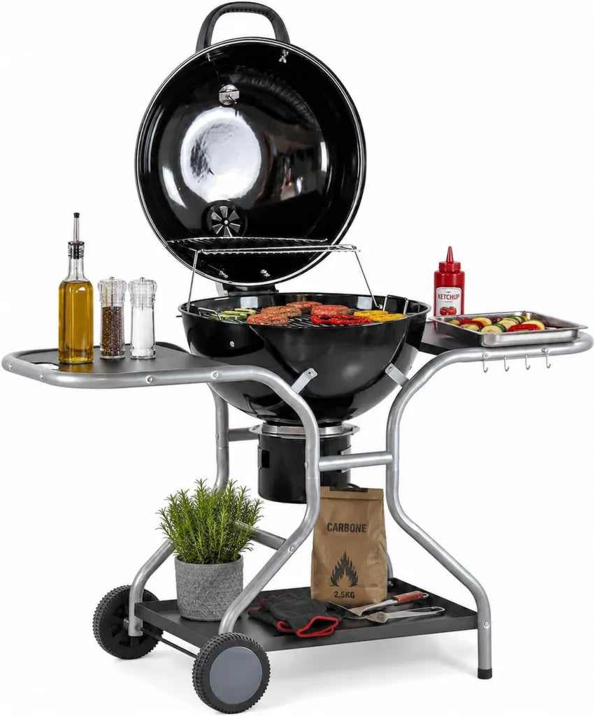 Griglia a Carbonella 57 cm con Coperchio, Termometro e Ruote - Mastercook Sally