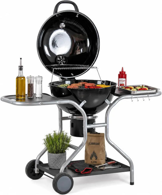 Griglia a Carbonella 57 cm con Coperchio, Termometro e Ruote - Mastercook Sally