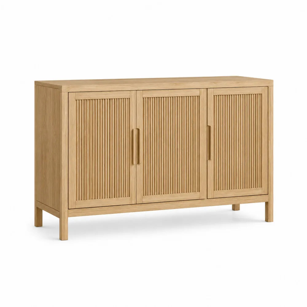 Credenza in Legno di Rovere Chiaro con 3 Ante