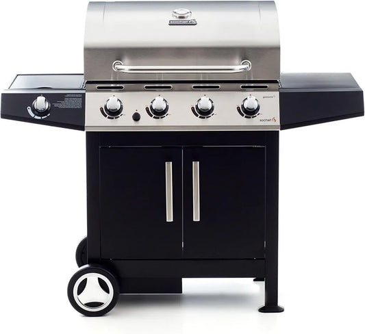 Barbecue a Gas Sochef Golosone 4 Bruciatori, Colore Nero/Acciaio, Dimensioni 57x136x115 cm