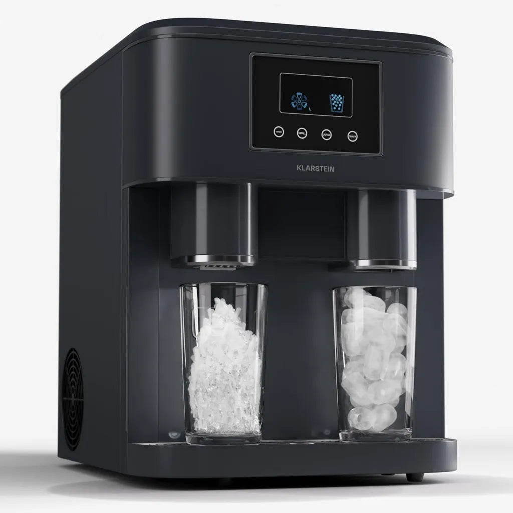 Macchina del Ghiaccio Nera Klarstein Eiszeit Crush - Potente e Veloce, 1,8 L, 15 kg/24 h