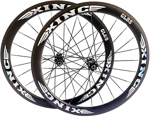 Ruote in Carbonio 700C per Bici Corsa con Freno a Disco, Compatibili 8-12 Velocità, Mozzo con Cuscinetti, Raggi Aerodinamici