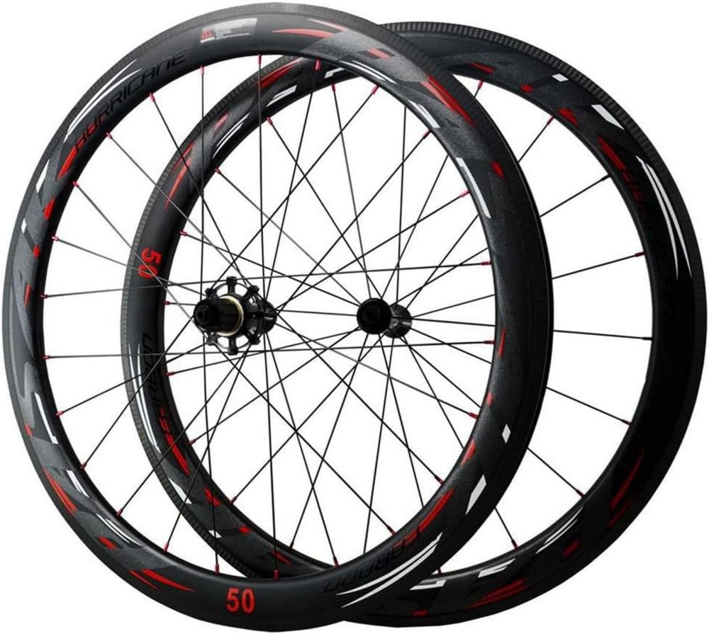 Ruote in carbonio 50 mm per bici da corsa, copertoncino 700c, freno a V, 7-12 velocità, 1830 g
