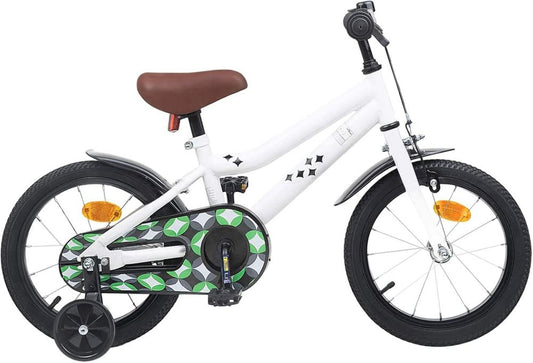 Bici da Bambino 16'' per 4-6 Anni, Bianco, Manubrio Regolabile, Bici Classica Confortevole con Cambio