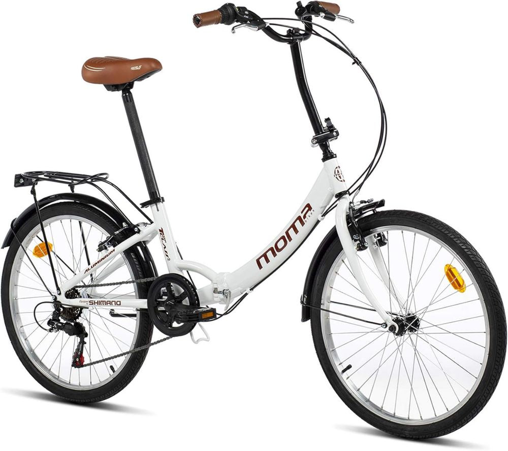 Bicicletta Pieghevole 24' Moma Bikes, Alluminio Leggero, Cambio Shimano a 6 Velocità, Sella Confortevole